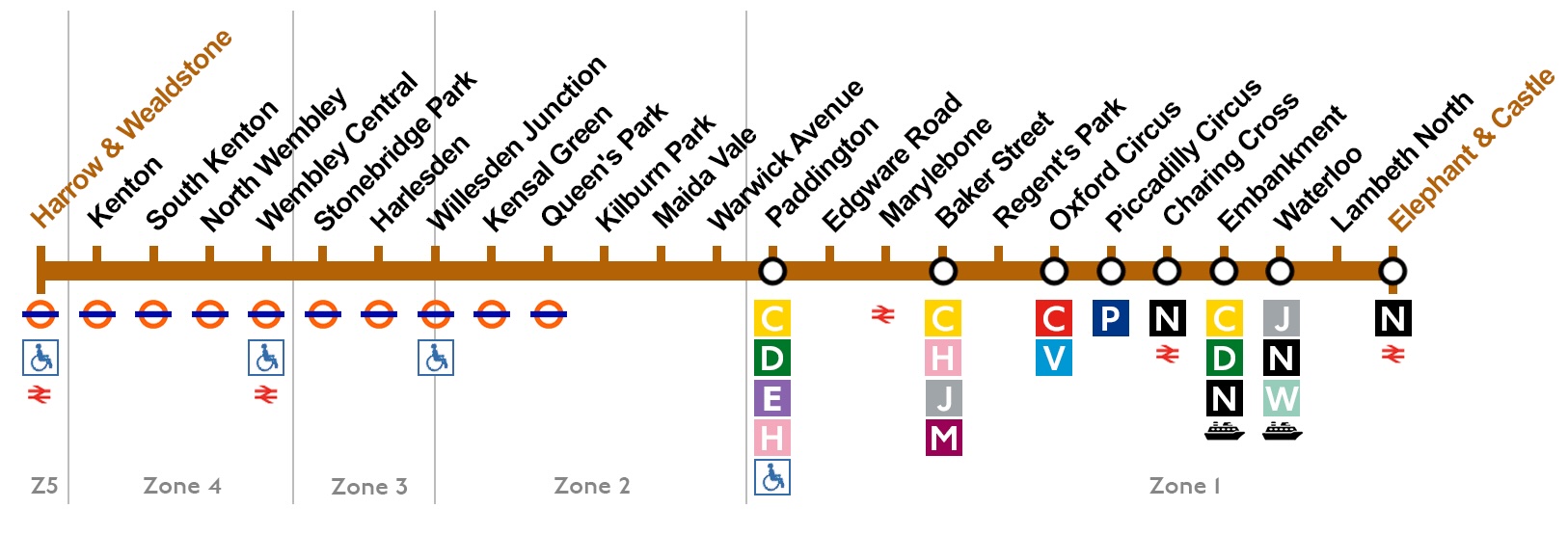 plan ligne Bakerloo metro londres